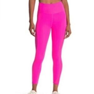 NWT Good American Neon Bright Pink Mesh Detail 7/8 Leggings Size 4/XL